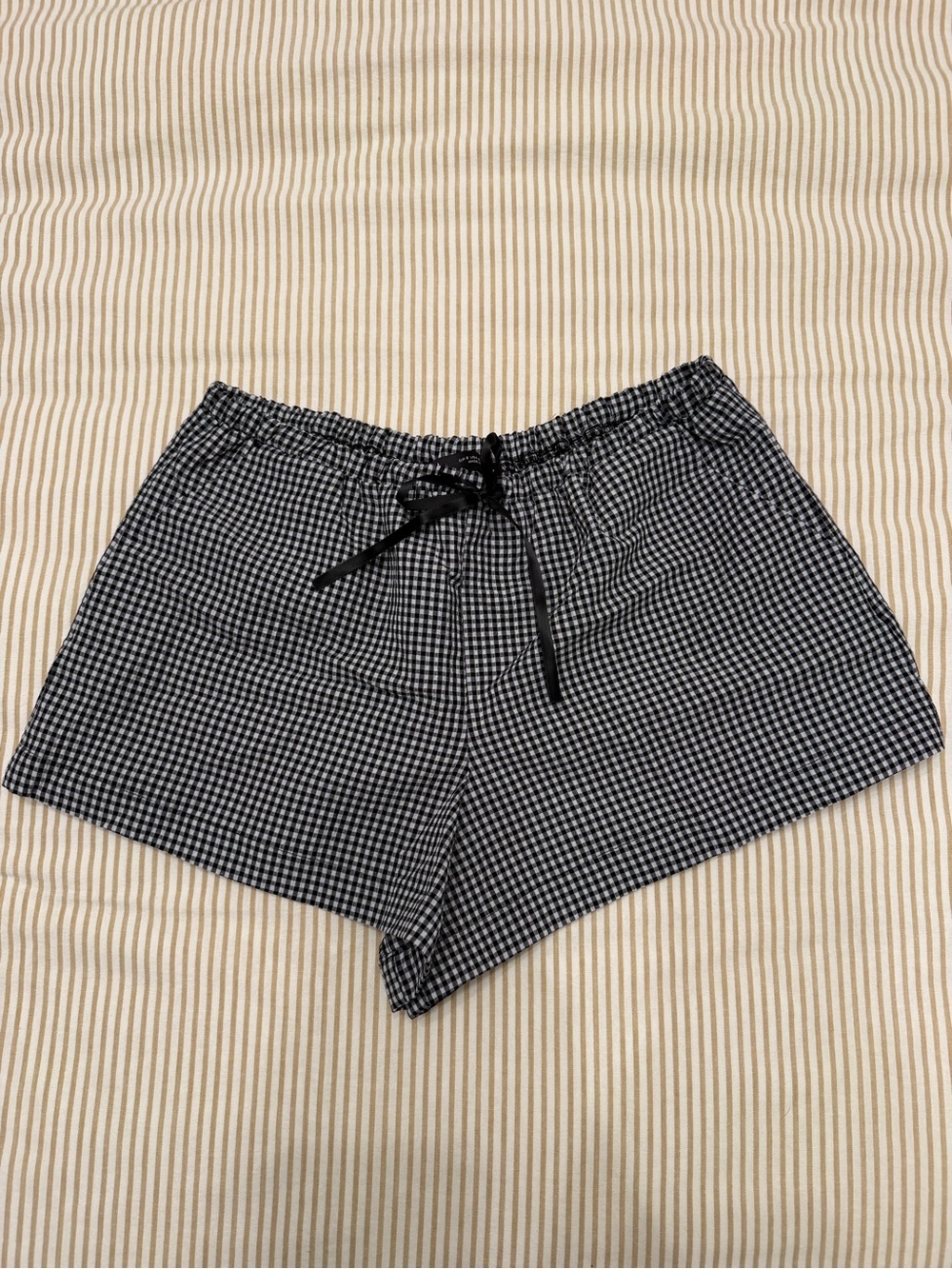 Zara Black & White Gingham Drawstring Shorts— Women’s Size Small